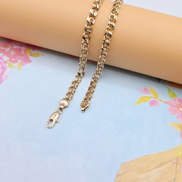 Polished Rose Gold Round Curb Chain Necklace, 19.7 Inch Unisex, XPNL0087 - Picture 10 of 12